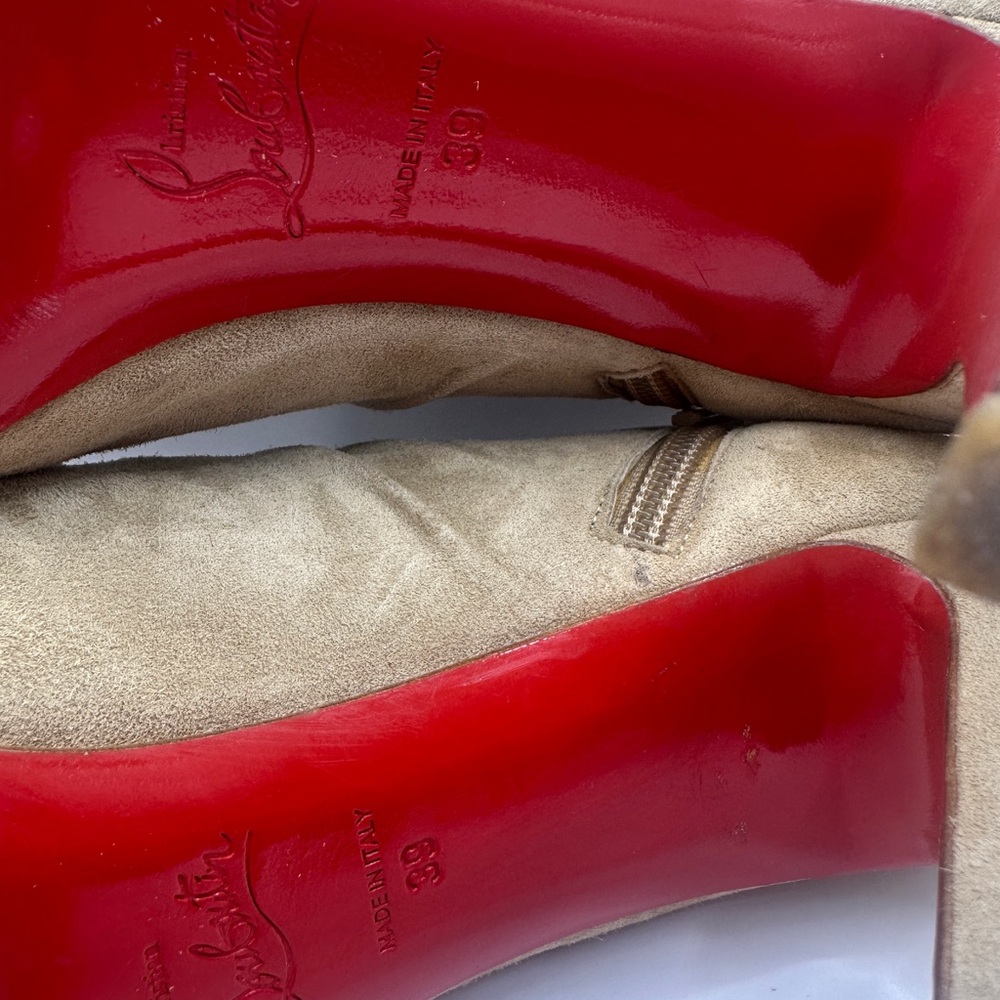 Christian Louboutin Tan Stiletto Heels Peep-Toe - Picture 8 of 8